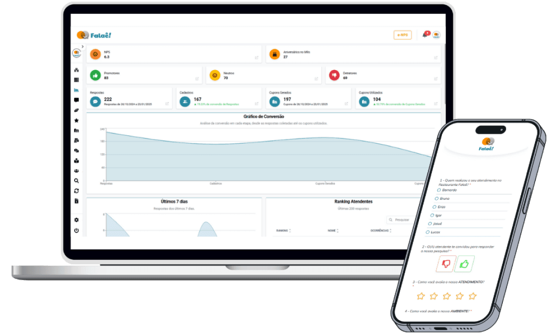 Aplicativo Falaê para pesquisa de satisfação em tablet